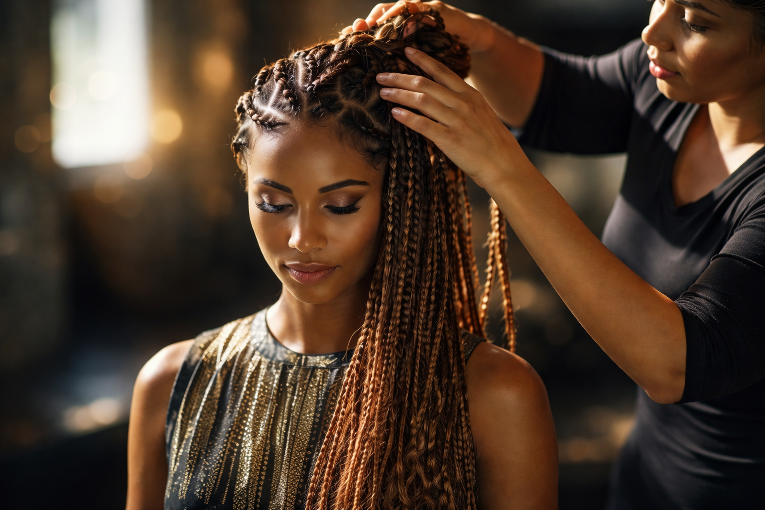 Braiding service at Popinas Hair and Beauty Supply